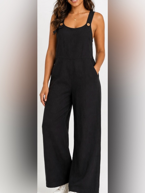 Cupshe Pants - Cupshe Black Wide-Leg  Jumpsuit Overalls M